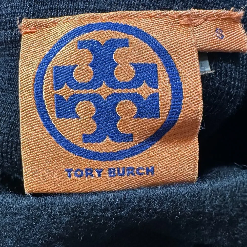 Tory Burch Anthea‎ Wool Dress Women’s Small Black Front Pockets Short Sleeve